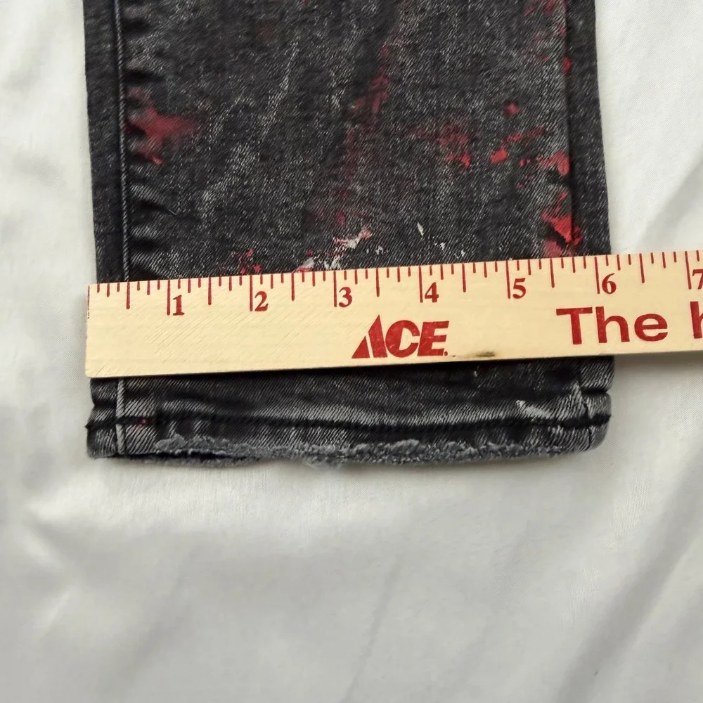 Jordan Craig Ross Fit Jeans Mens 38x33 Black Distressed Red Paint Splatter JR101